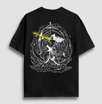 Ramayana T-shirt
Black t-shirt with white graphic design on a gray background
shree ram tshirt, oversize 100% cotton
